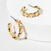 Francesca's Eliana Flower Hoop With Pearl Centers Gold Earrings