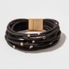 Francesca's Kimberly Beaded Leather Strap Bracelet Black Bracelets