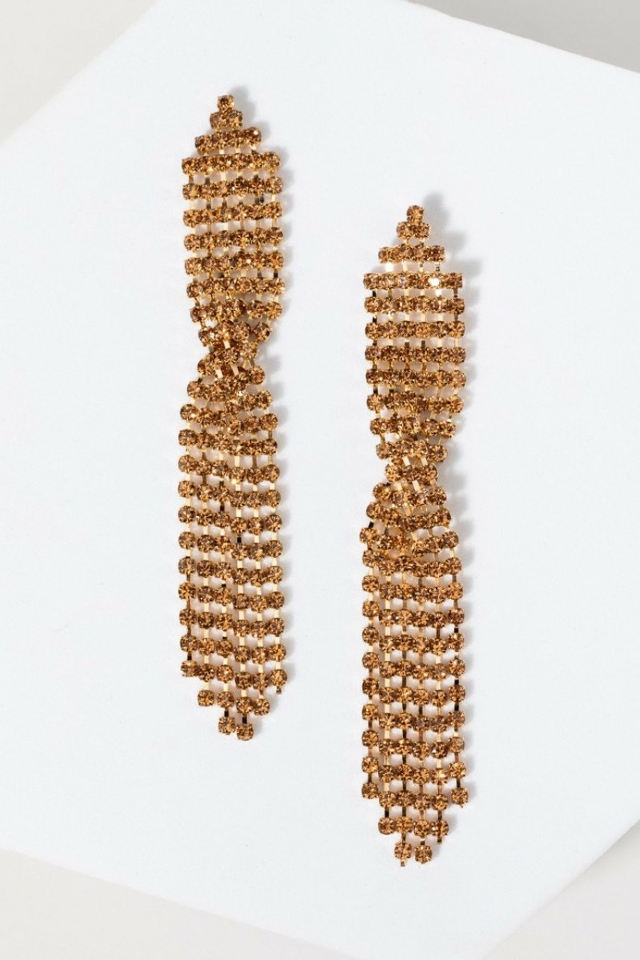 Francesca's Donna Twisted Linear Earrings Taupe Earrings