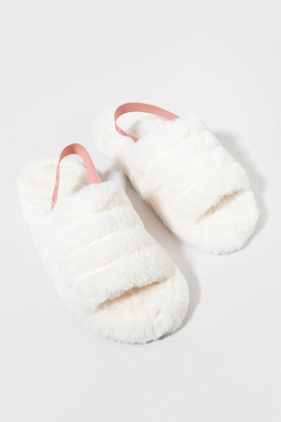 Francesca's Anna Smiley Strap Slippers Ivory Slippers