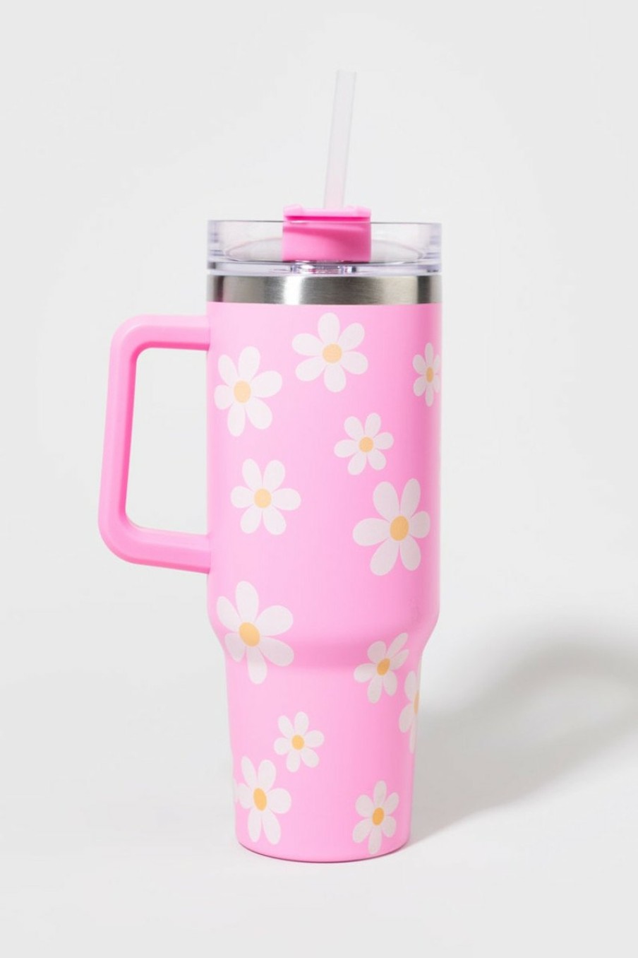 Francesca's Vicky Daisy Stainless Steel 40Oz Tumblr Pink Drinkware