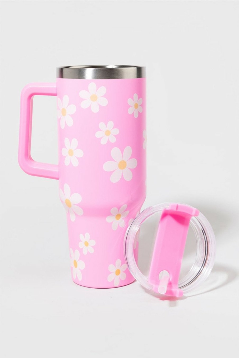 Francesca's Vicky Daisy Stainless Steel 40Oz Tumblr Pink Drinkware