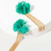 Francesca's Charnette Chiffon Rosette Earrings Green Earrings