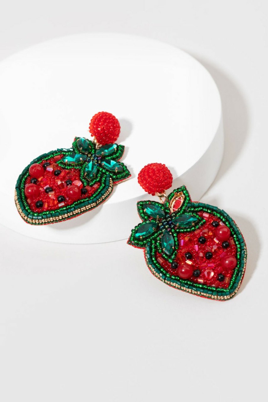 Francesca's Dawn Strawberry Seed Bead Drop Earrings Red Earrings