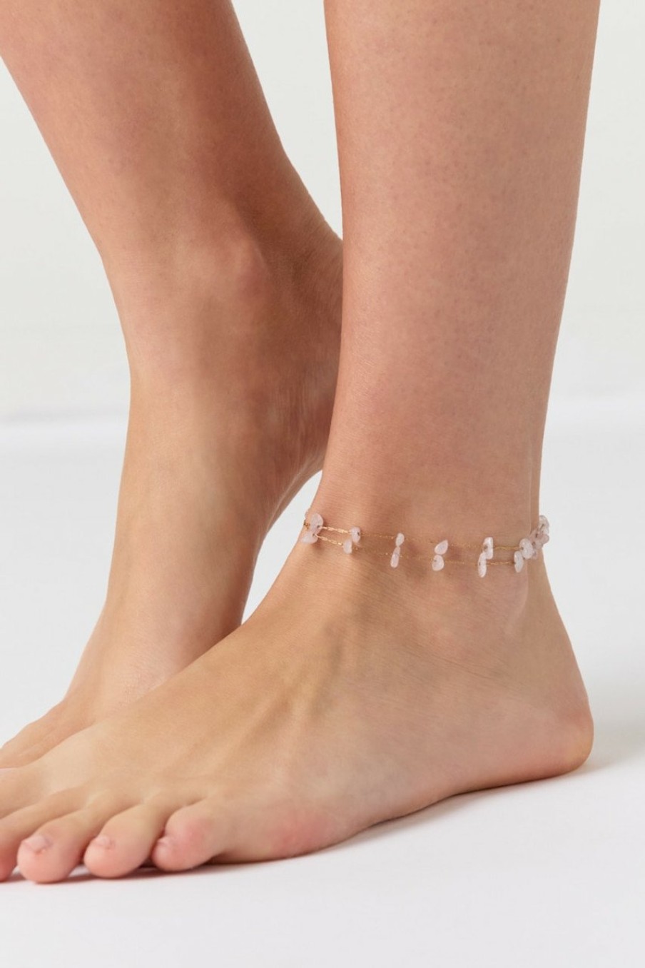 Francesca's Emmalyn Dainty Rockchip Anklet Blush Anklets