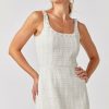 Francesca's Linda Pearl Neck Line Tweed Mini Dress White Dresses