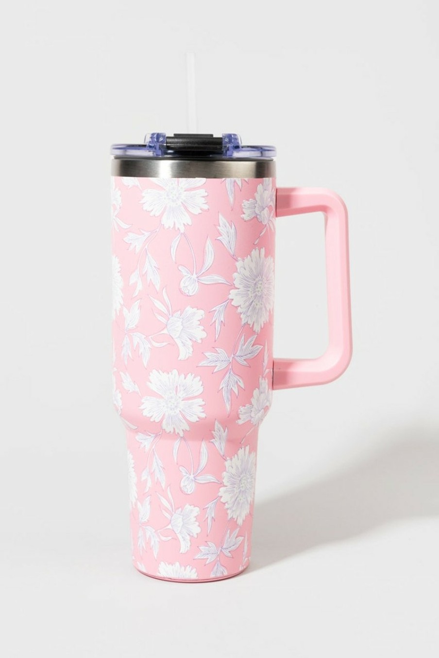 Francesca's Janet Floral 40Oz Stainless Steel Mug Pink Drinkware