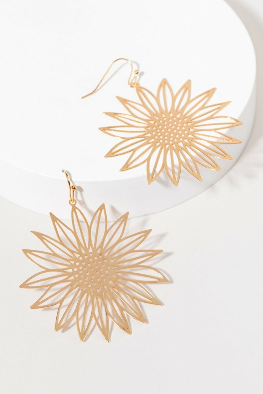 Francesca's Caroline Basic Sunflower Filigree Earrings Gold Earrings