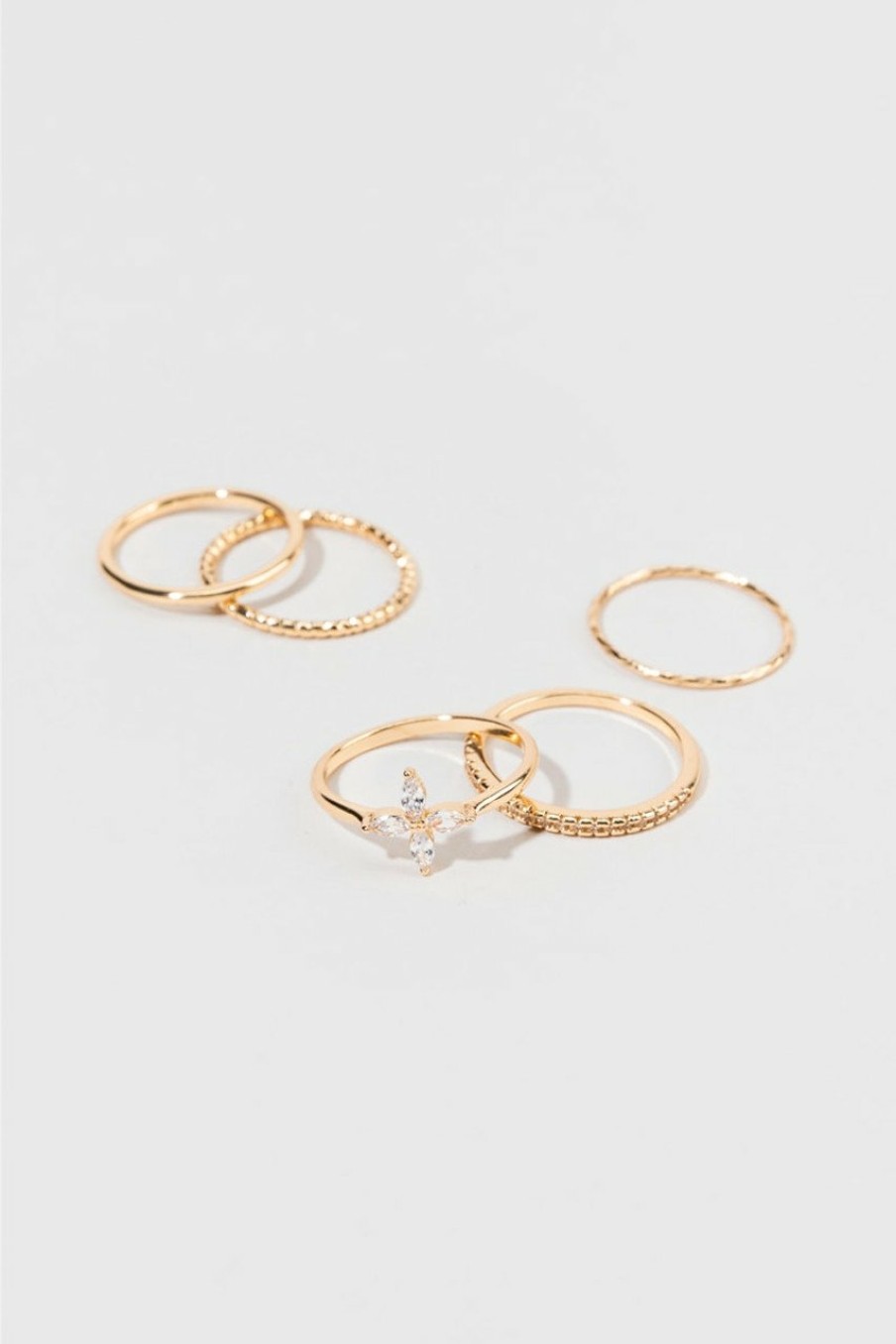 Francesca's Missy Flower Ring Set Gold Rings