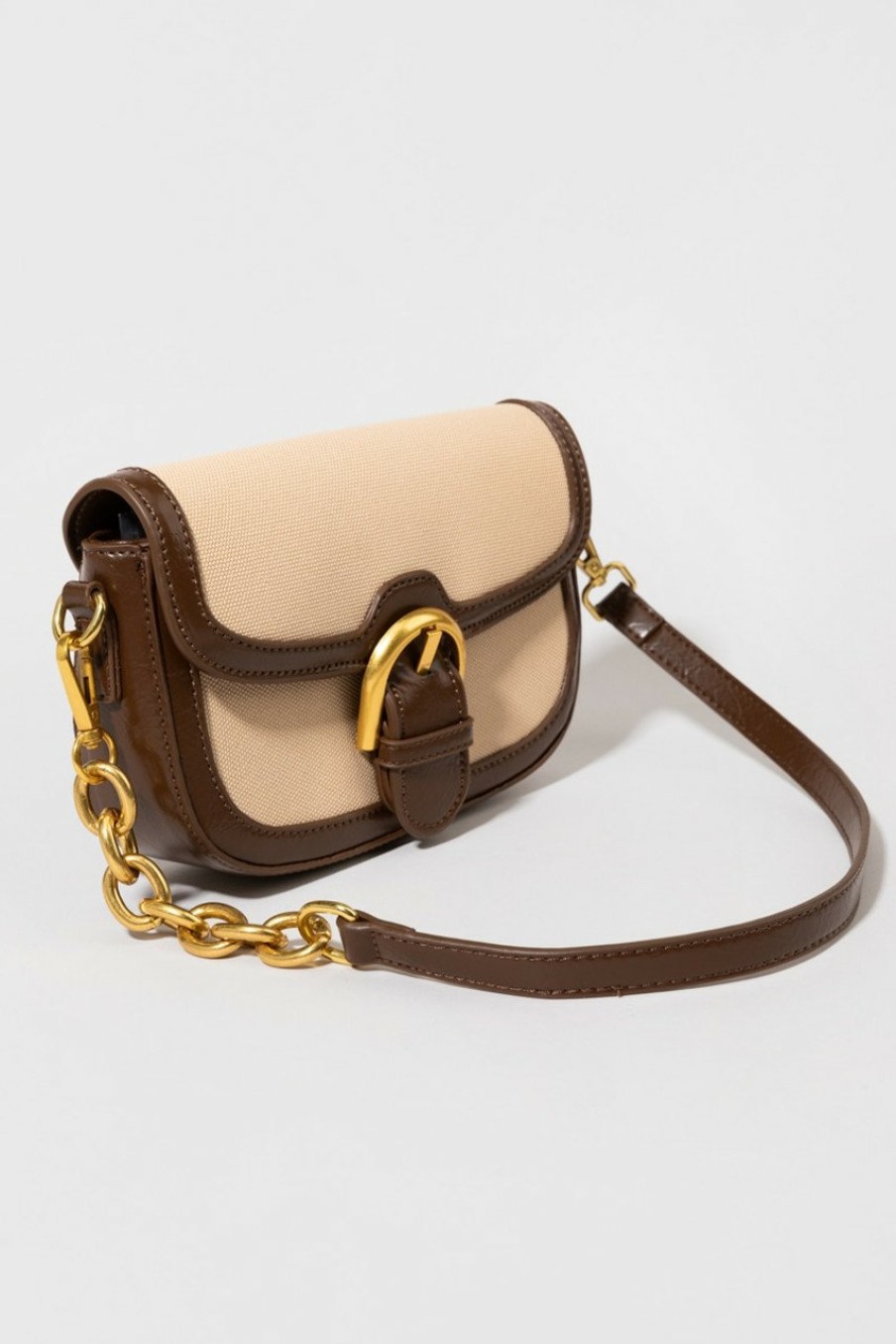 Francesca's Ester Front Buckle Crossbody Purse Brown Bags & Wallets