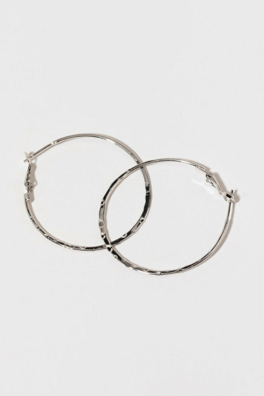 Francesca's Lily Thin Hammered Hoop Earrings Silver Earrings