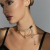 Francesca's Luxe 14K Gold Plated Cupchain Choker Gray Necklaces