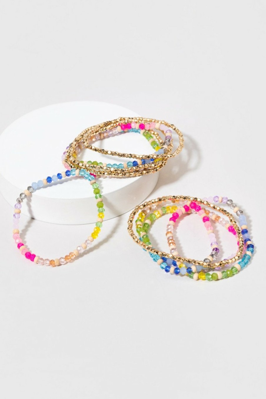 Francesca's Terrie Rainbow Glass Bead Ten Pack Set Multi Bracelets