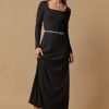 Francesca's Liv Square Neck Knit Maxi Dress Black Dresses