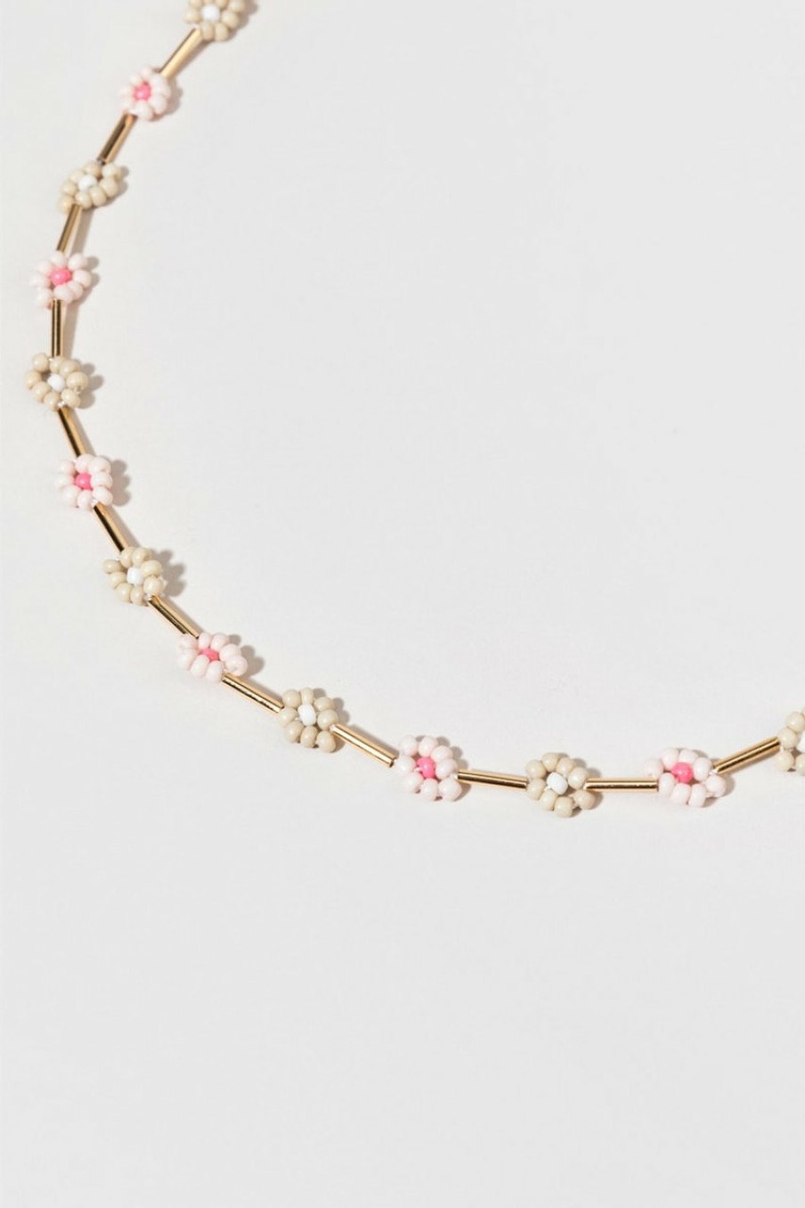 Francesca's Flossie Flower Bead Choker Pink Necklaces