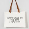 Francesca's Haters Would Say Canvas Tote Bag Cream Bags & Wallets