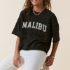 Francesca's Malibu Acid Wash Short Sleeve Sweatshirt Black Tops