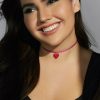 Francesca's Luxe Heart Velvet Ribbon Choker Red Necklaces