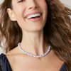 Francesca's Nicolette Pearl Flower Bead Station Necklace Blue Necklaces