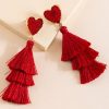 Francesca's Tove Druzy Heart Post Tassel Drop Earrings Red Earrings