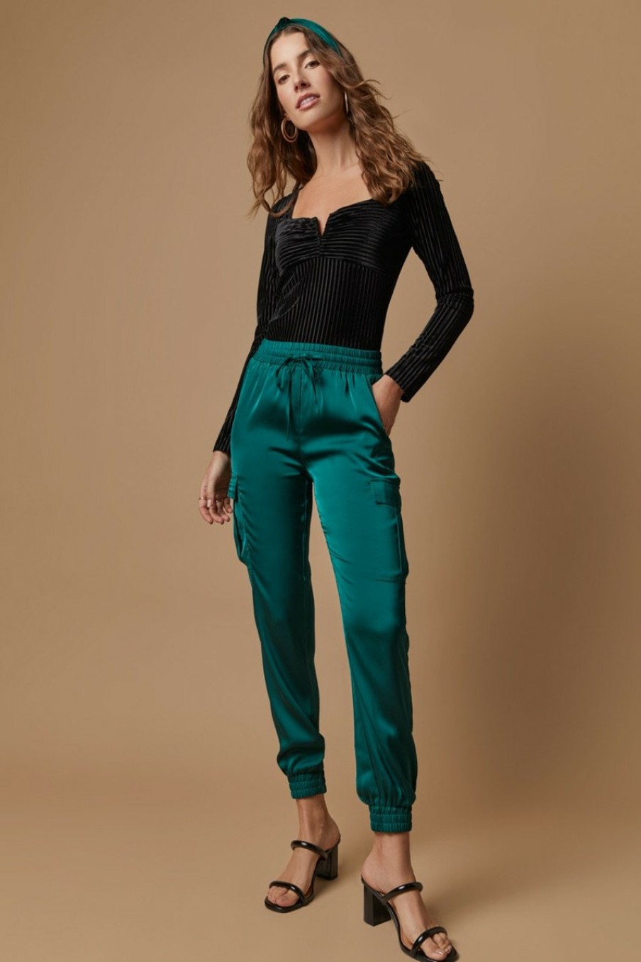 Francesca's Natalie V-Wire Velvet Bodysuit Tops