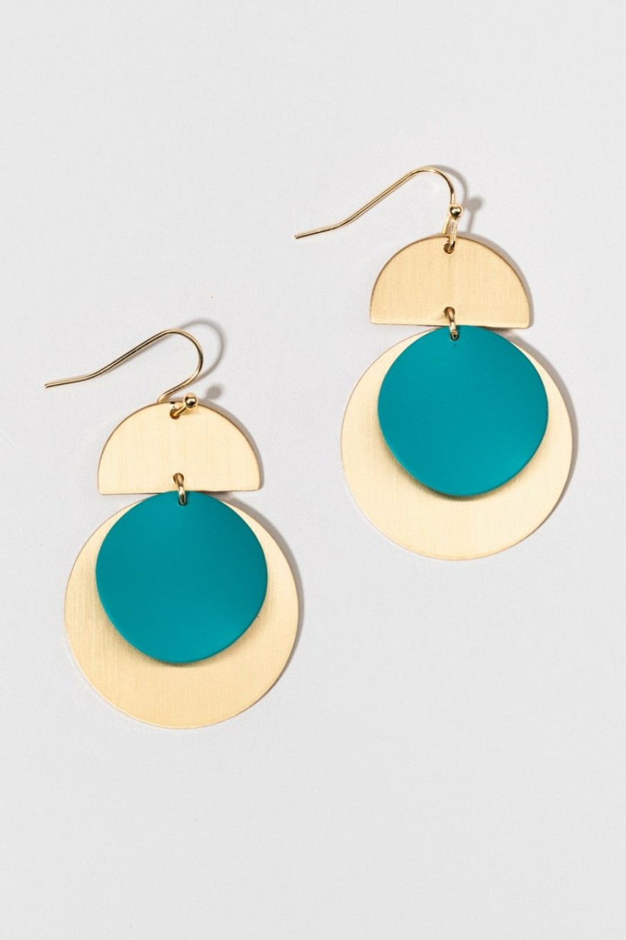 Francesca's Marsha Epoxy Coin Chandelier Earrings Teal Earrings