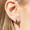 Francesca's Demi-Fine Gold Plated Beveled Cz Huggie Hoops Black Earrings