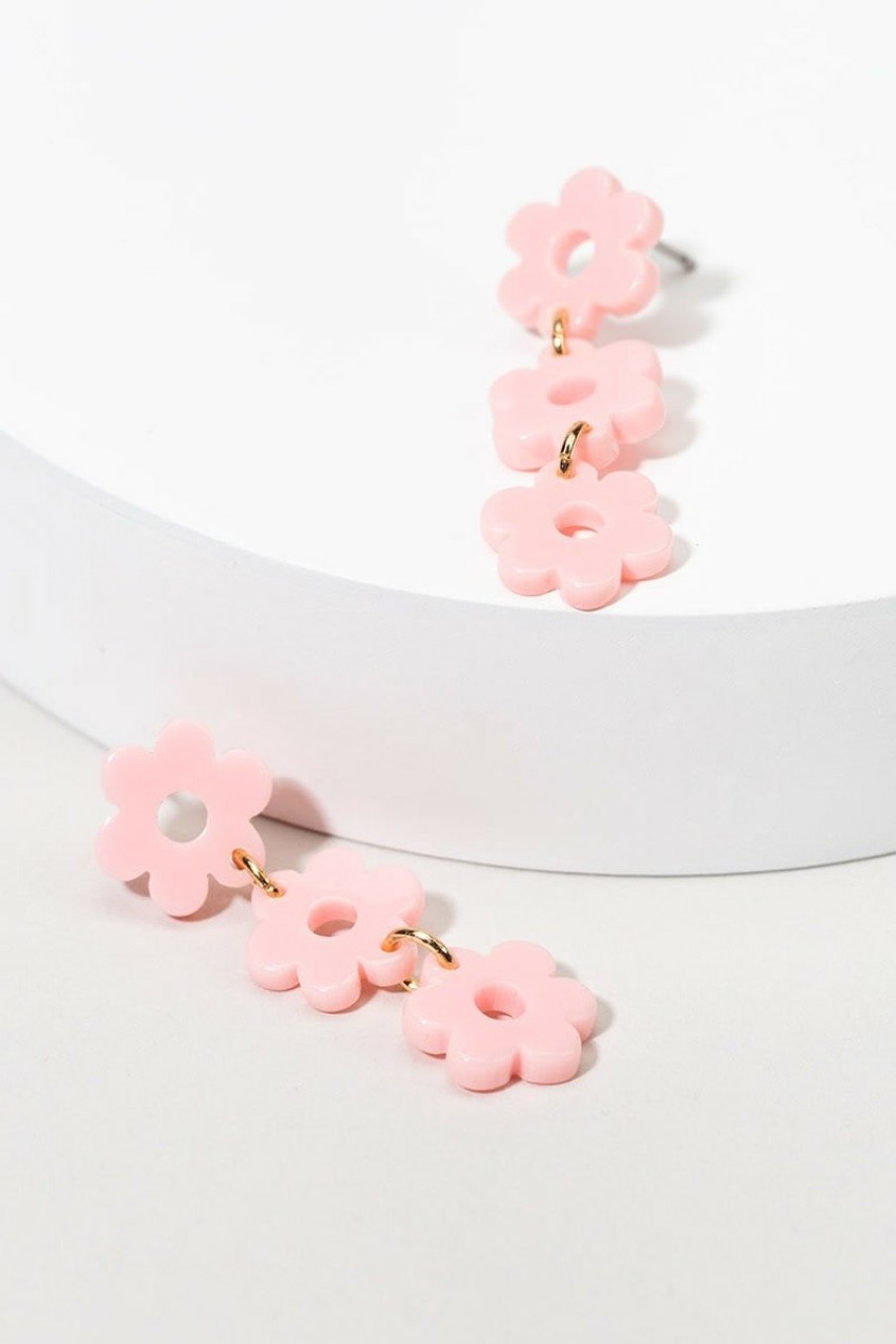 Francesca's Diane Flower Bead Linear Earrings Blush Earrings