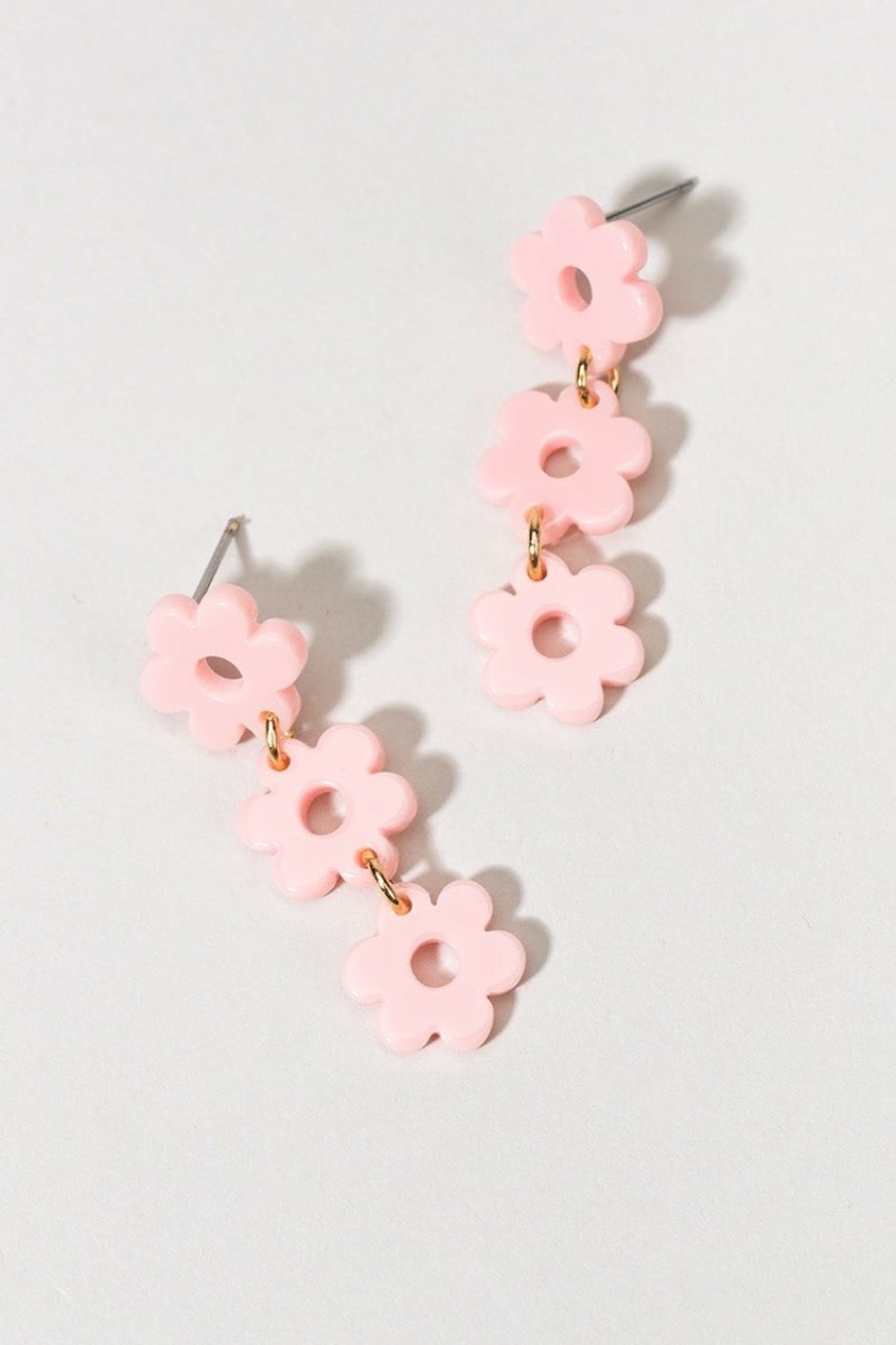 Francesca's Diane Flower Bead Linear Earrings Blush Earrings