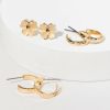 Francesca's Marsha Butterfly And Textured Hoop Earring Set Gold Earrings