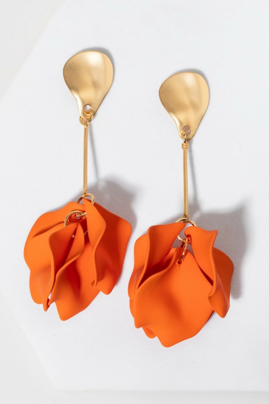 Francesca's Candace Large Epoxy Petal Earrings Orange Earrings