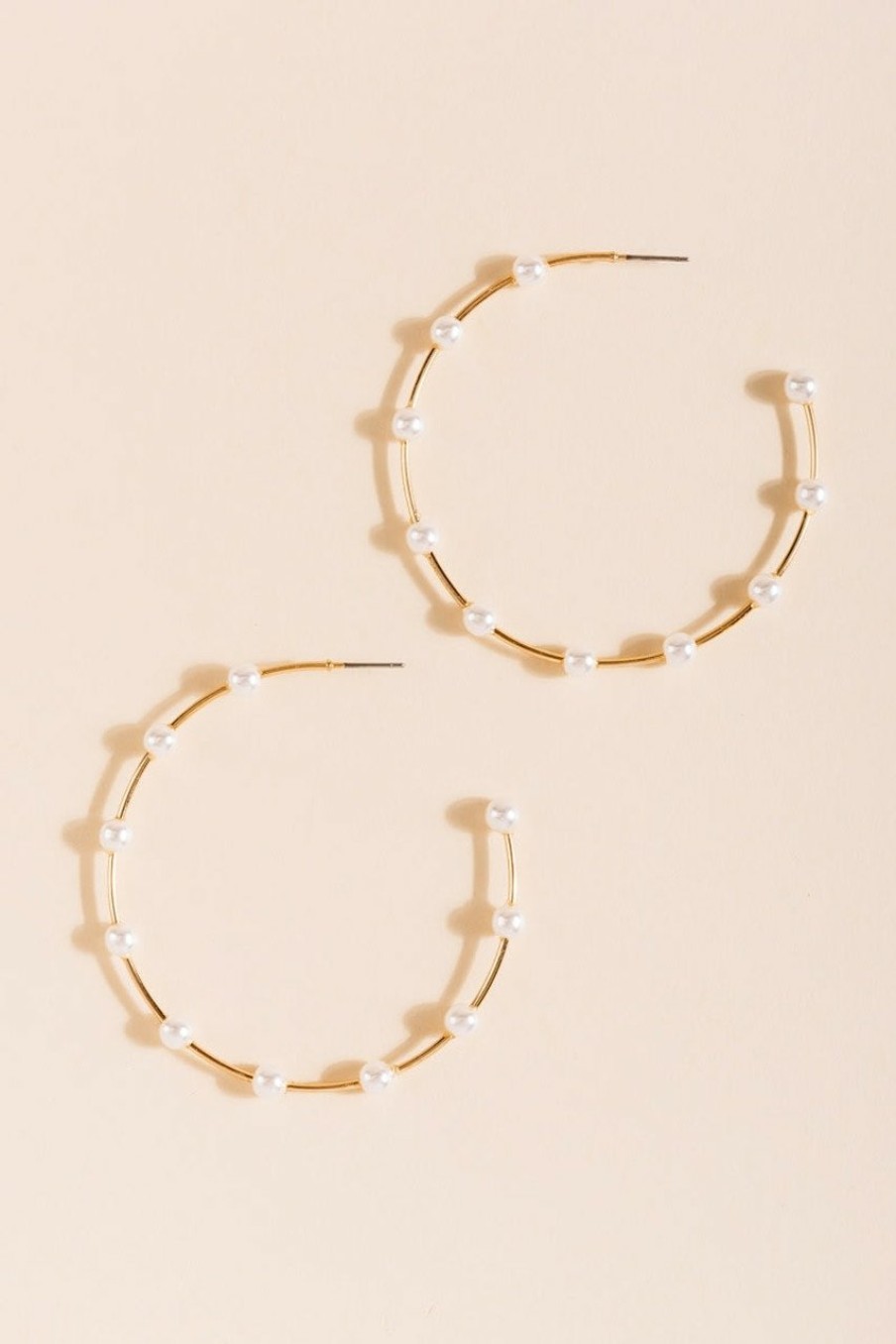 Francesca's Bianca Large Hoop Earrings Pearl Earrings