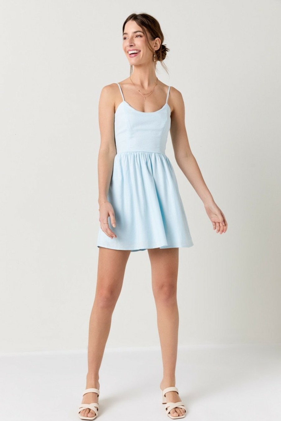 Francesca's Tiffiny Double Bow Back Mini Dress Dresses