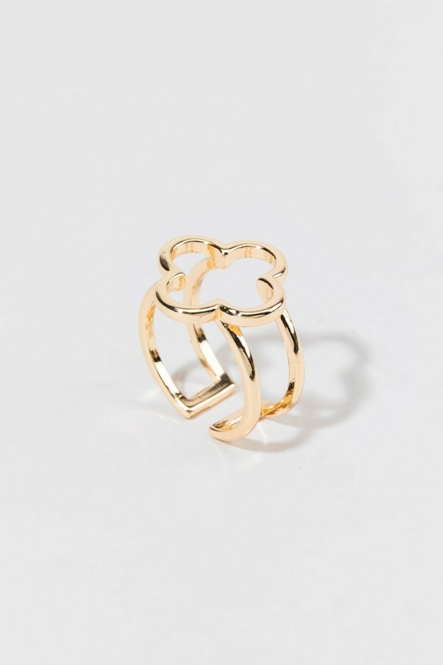 Francesca's Alora Open Clover Ring Gold Rings