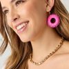 Francesca's Emma Raffia Circle Drop Earrings Pink Earrings