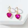 Francesca's Arlette Heart Charm Huggie Hoop Earrings Pink Earrings