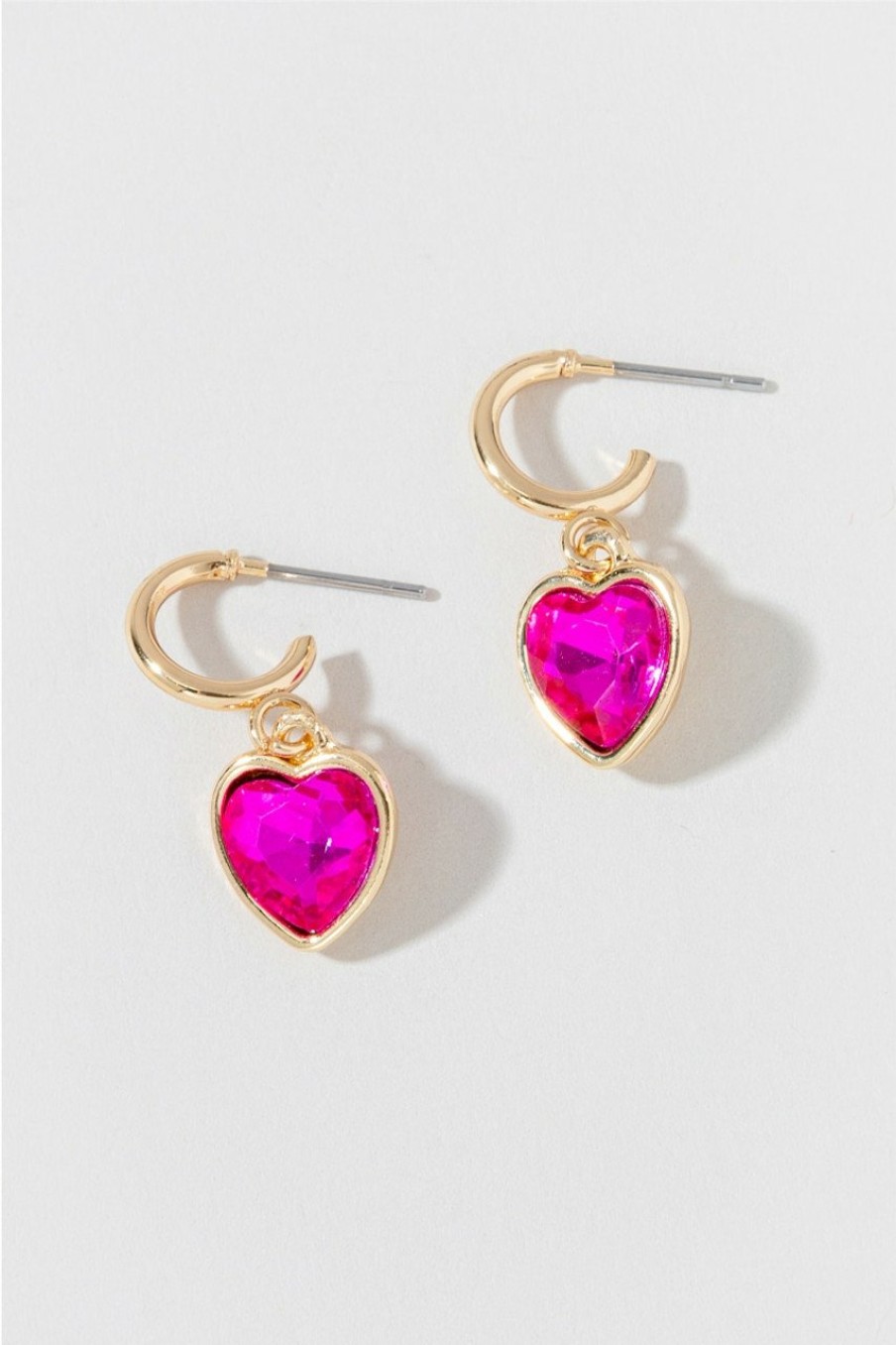 Francesca's Arlette Heart Charm Huggie Hoop Earrings Pink Earrings