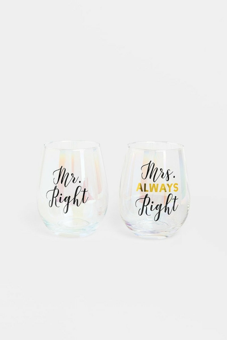 Francesca's Always Right Stemless Wine Glass Set Black Drinkware