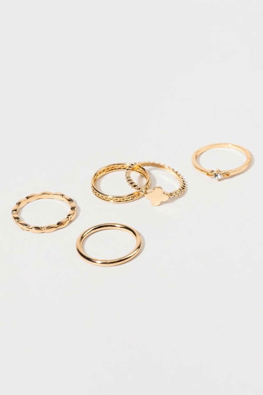 Francesca's Mabelle Clover Rings Set Gold Rings