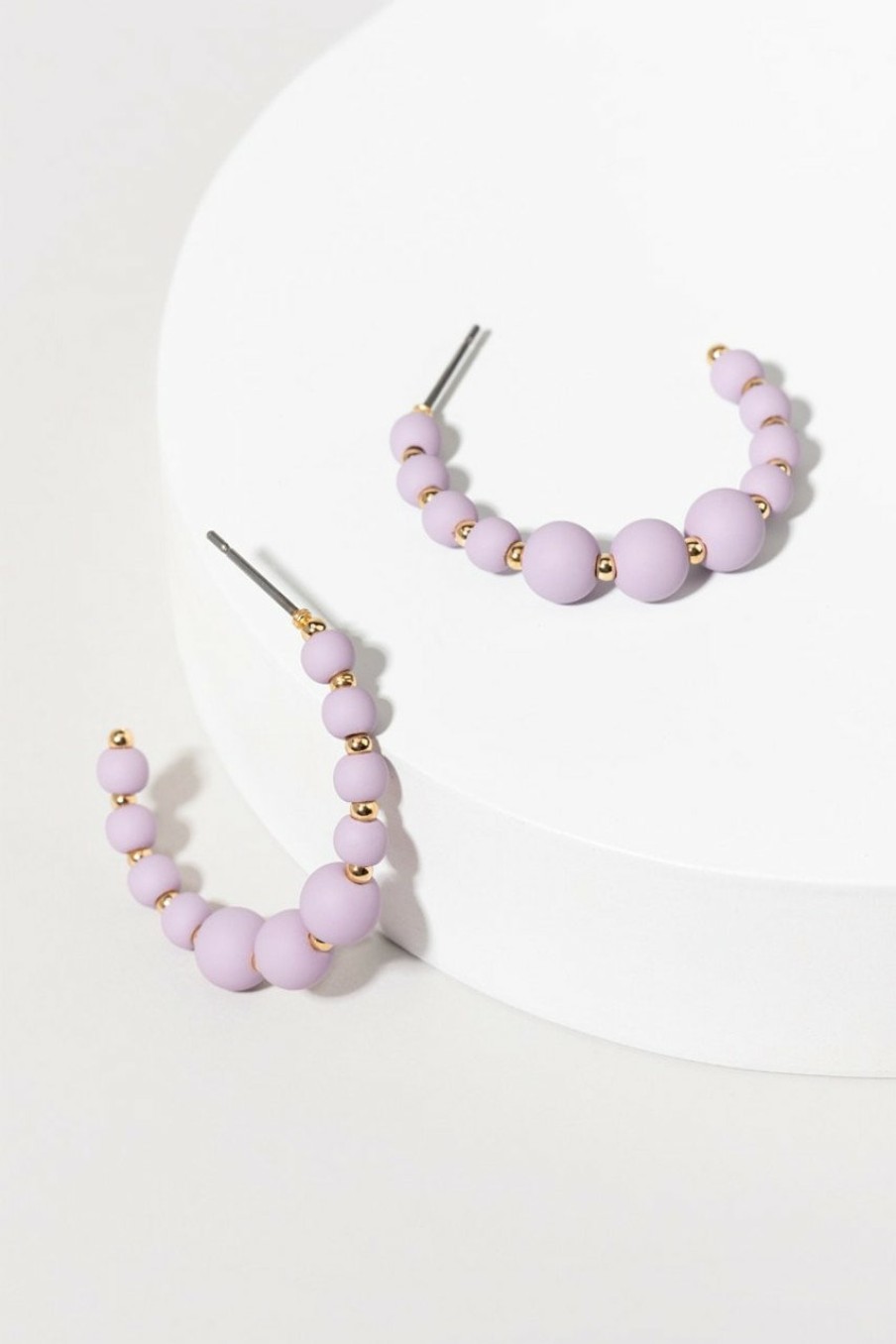 Francesca's Leila Matte Beaded Hoop Earrings Lavender Earrings