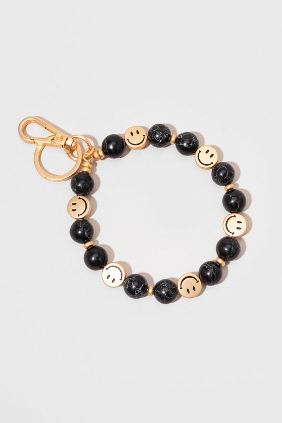 Francesca's Courtney Beaded Smiley Bracelet Black Bags & Wallets