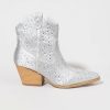 Francesca's Leslie Rhinestones Western Boots Silver Boots