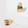 Francesca's Gracie Three Band Bold Huggie Stud Earrings Gold Earrings