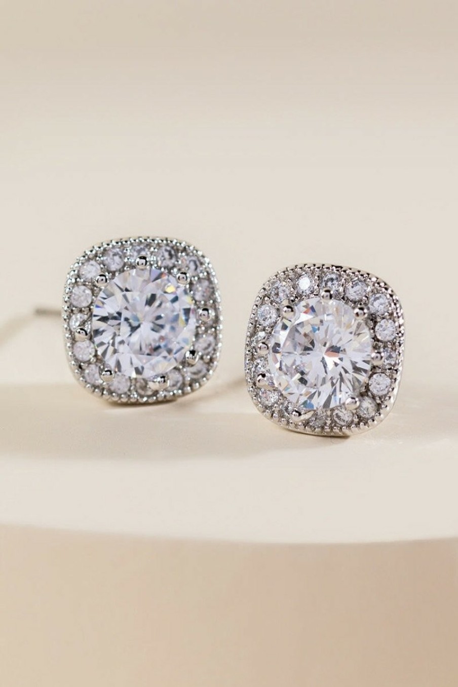 Francesca's Bria Cubic Zirconia Square Studs Crystal Earrings