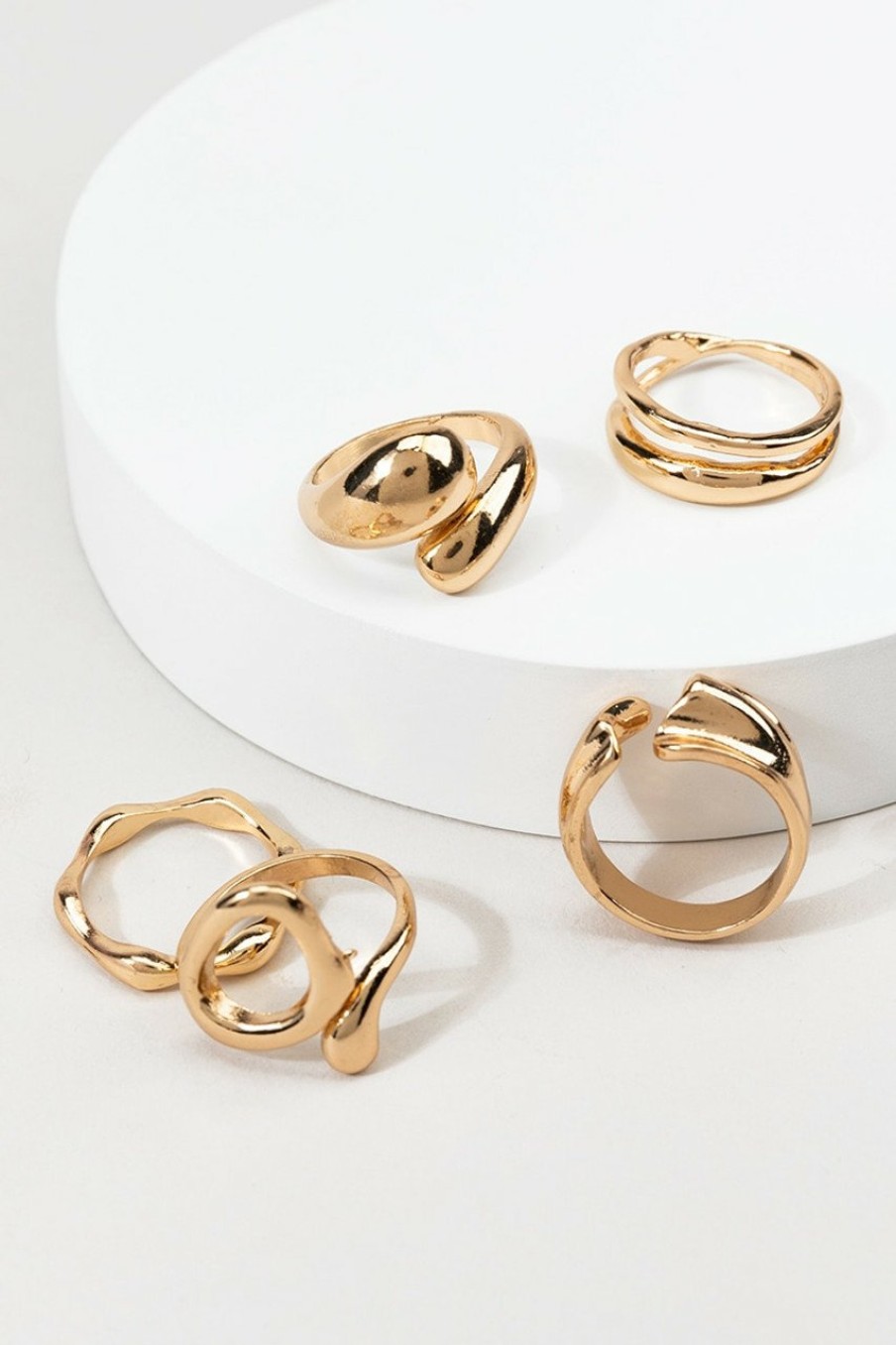 Francesca's Jessy Abstract Ring Set Gold Rings