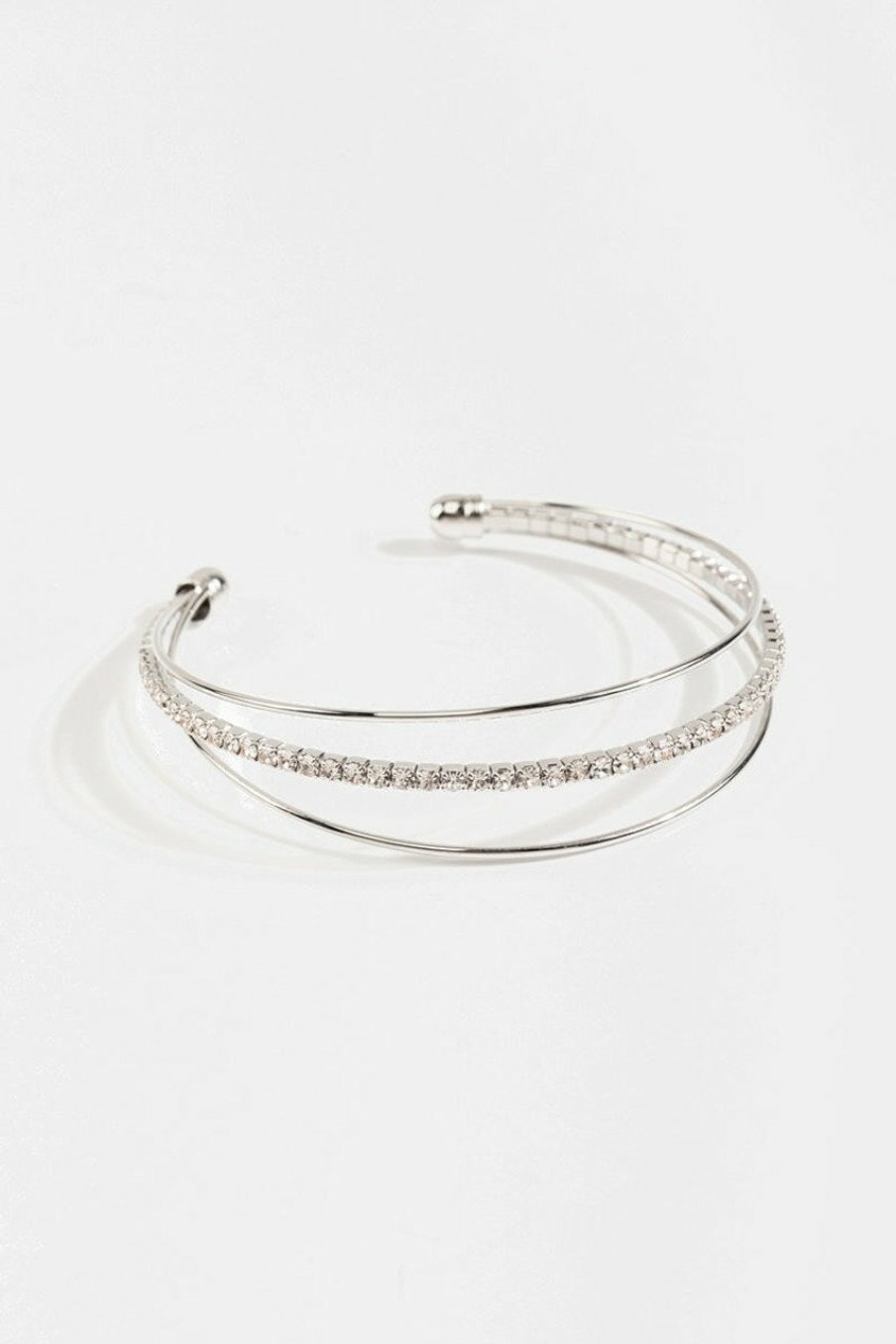 Francesca's Eileen Layered Cuff Silver Bracelets