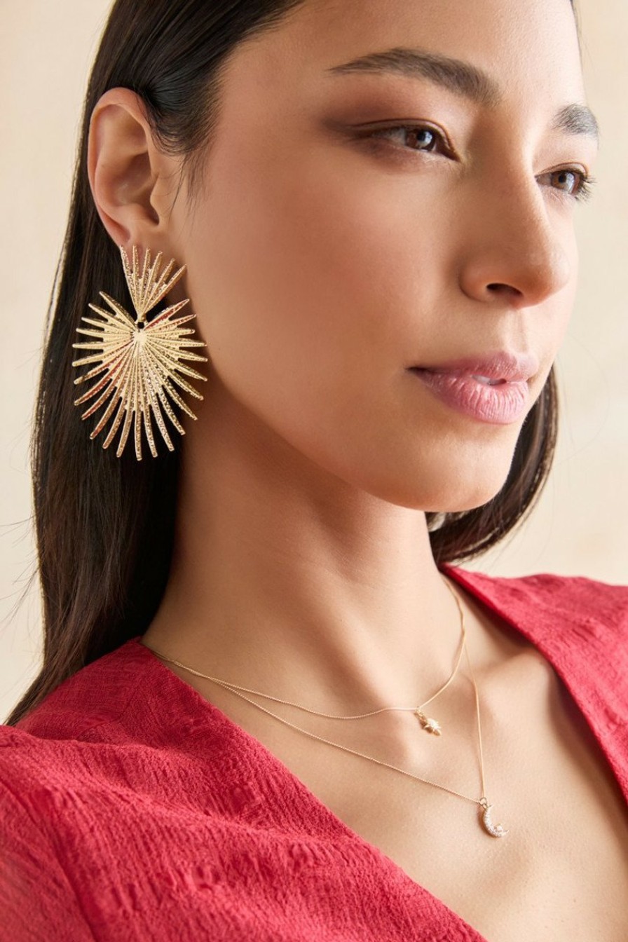 Francesca's Amelia Fan Drop Earrings Gold Earrings