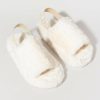 Francesca's Ashley Bride Strap Fuzzy Slippers Ivory Wedding Accessories