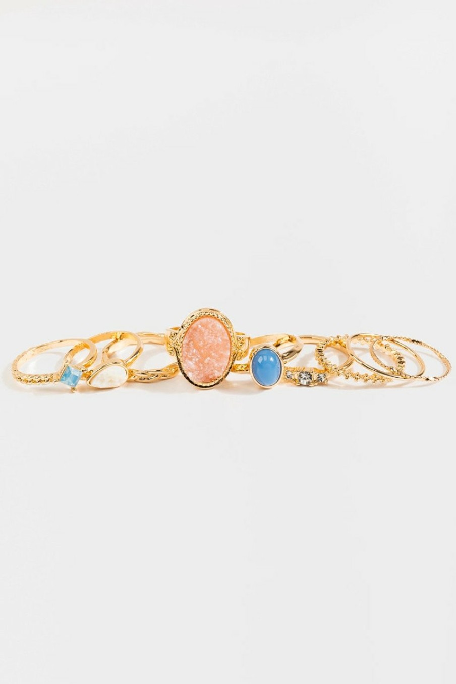 Francesca's Heather Druzy Ring Set Blush Rings