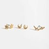 Francesca's Elitsa Pave Moon Star Lighting Stud Set Gold Earrings